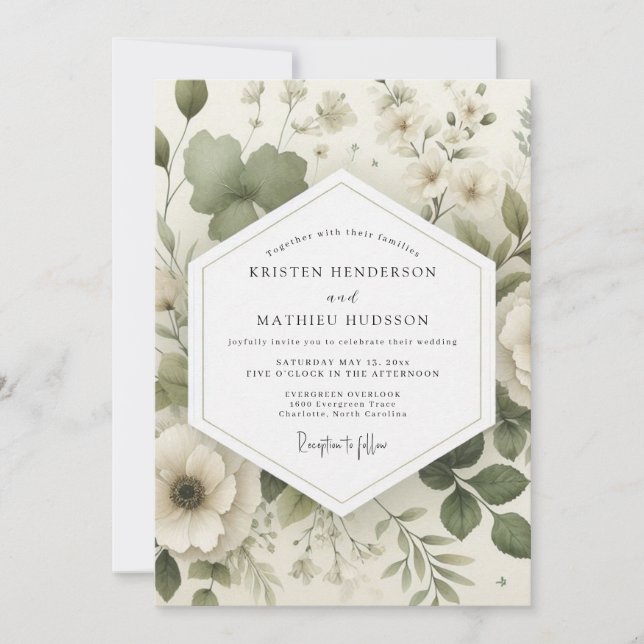 Invitation Mariage Sage Delicate Bloom (Devant)