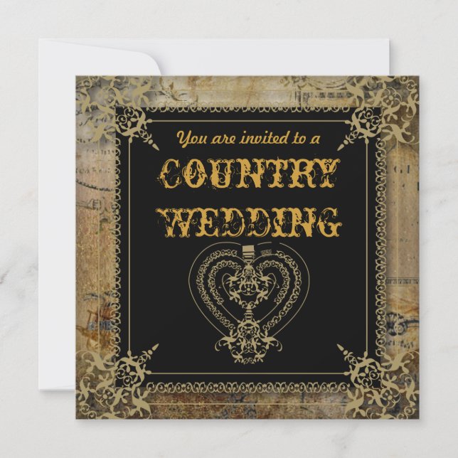 Invitation Mariage saloon western campagne rustique (Devant)