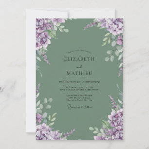 Invitation Mariage Sauge Lilas Hydrangea Eucalyptus