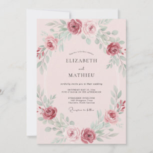 Invitation Mariage Sauge Pivoine Baie