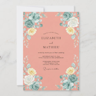 Invitation Mariage Saumon Pivoine