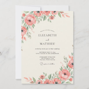 Invitation Mariage Saumon Ranunculus Eucalyptus