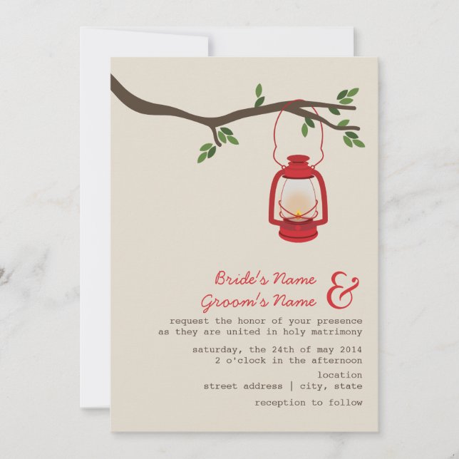 Invitation Mariage sauvage de la lanterne à huile rouge / cam (Devant)