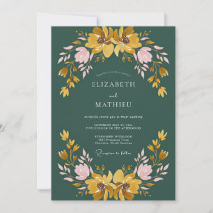 Invitation Mariage Sauvage Moutarde Pétrole