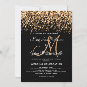 Invitation Mariage "Save the Date" Gold Falling Stars