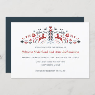 Invitation Mariage scandinave de rennes d'art populaire et de
