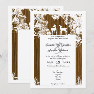 Invitation mariage scié en faux bois rustique
