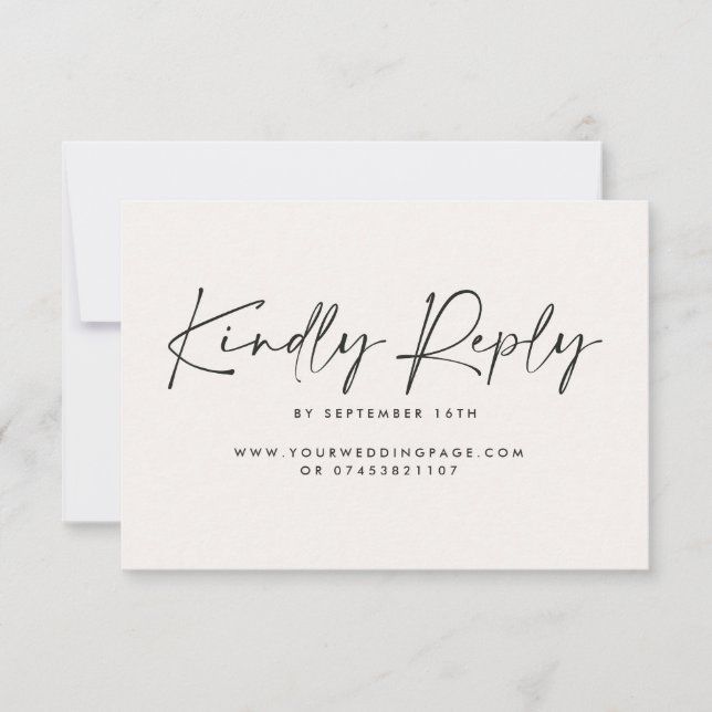 Invitation Mariage script moderne noir blanc élégant réponse (Devant)