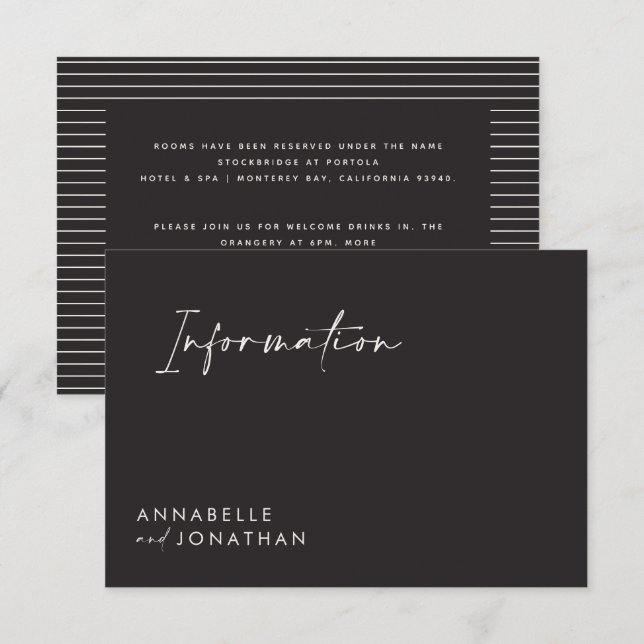 Invitation Mariage script moderne noir et blanc (Devant / Derrière)