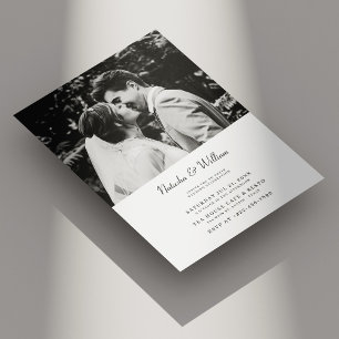 Invitation Mariage Script Noir Blanc