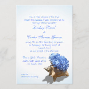 Invitation Mariage Seashore Blue Hydrangea