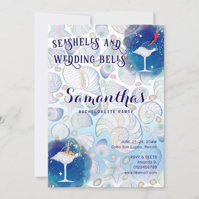 Invitation Mariage Seashs Bells Cruise Beach Bachelorette (Devant)