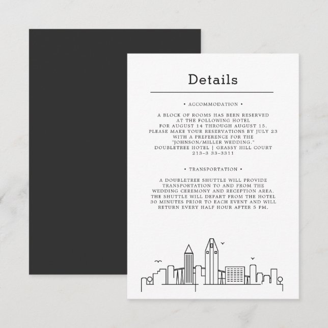 Invitation Mariage Seattle | Détails de l'invité (Devant / Derrière)