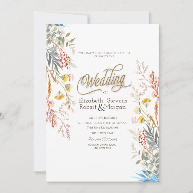 Invitation Mariage séché par le Fleur sauvage de printemps co (Devant)