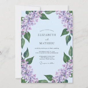 Invitation Mariage Seraphique Lilas Bleu Pale