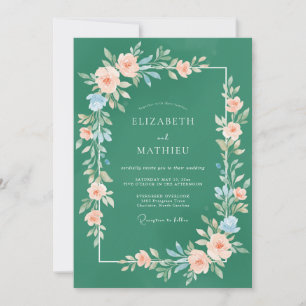 Invitation Mariage serein de nature vert émeraude