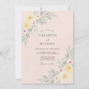 Invitation Mariage serein de printemps rose poudré