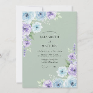 Invitation Mariage Serein de Style Naturel Vert Sauge