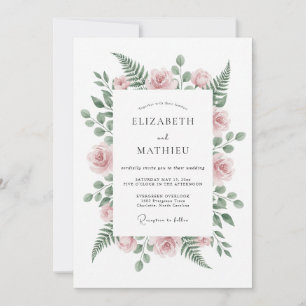 Invitation Mariage Sérénité Rose Fardée Fougère