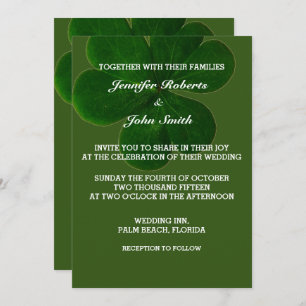 Invitation Mariage Shamrock à la mode couleur verte de la for