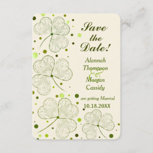 Invitation Mariage Shamrock à pois Save The Date