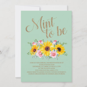 Invitation Mariage Shower Mint to Be Tournesols Roses Roses