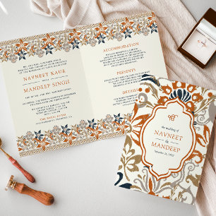 Invitation Mariage Sikh Anand Karaj Fleur Orange Tout en Un
