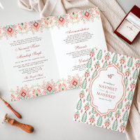 Mariage Sikh Orange Vert Motif Tout-en-un