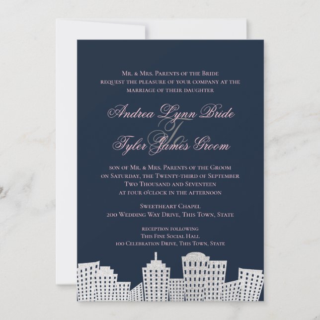 Invitation Mariage Silhouette de Big City (Devant)