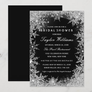Invitation Mariage Silver Black Jewel Flocon de Neige