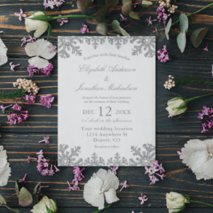 Invitation Mariage Silver Winter Snowflake