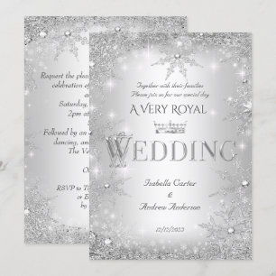 Invitation Mariage Silver Winter Wonderland Couronne royale