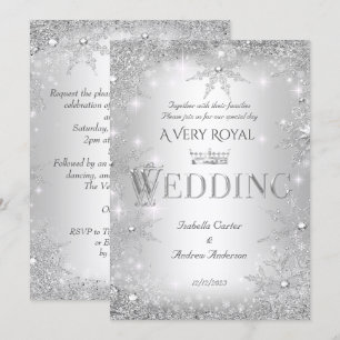 Invitation Mariage Silver Winter Wonderland Couronne royale