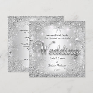 Invitation Mariage Silver Winter Wonderland Snowflakes