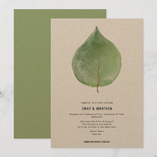 Invitation Mariage Simplante Vert Eucalyptus Feuille