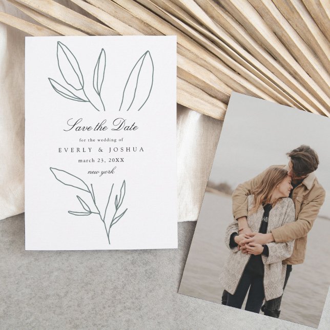 Invitation Mariage simple à base de tiges botaniques Enregist (Créateur téléchargé)