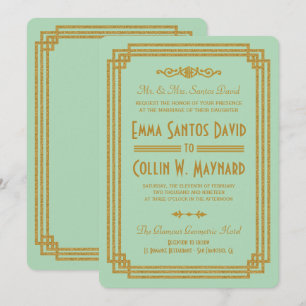 Invitation Mariage simple Art Déco Mint Invite