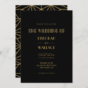 Invitation mariage simple art déco vintage années 1920