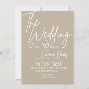 Invitation Mariage simple blanc et beige moderne