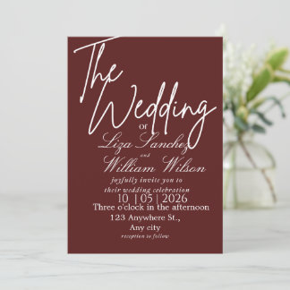 Invitation Mariage simple blanc et rouge moderne
