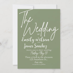 Invitation Mariage simple blanc et vert moderne