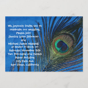 Invitation Mariage simple bleu de paon