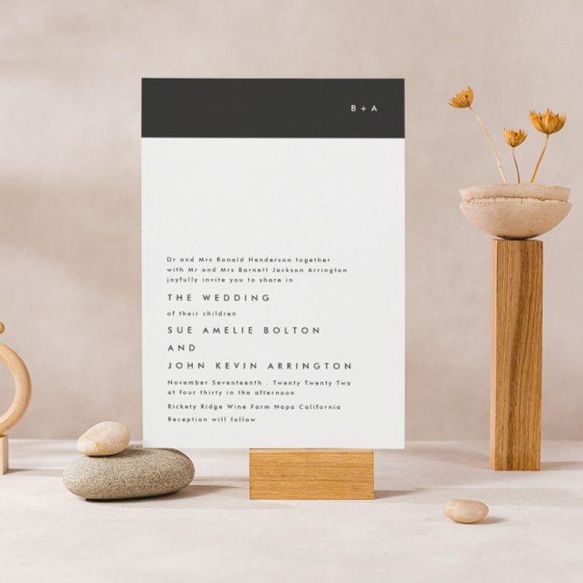 Invitation Mariage simple de bande noire moderne (Créateur téléchargé)