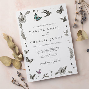 Invitation Mariage simple de dessin vintage