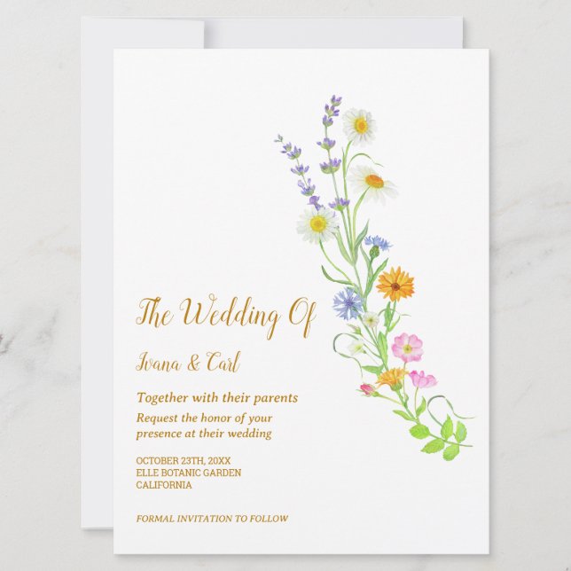 Invitation Mariage simple de FREYA Wildflower (Devant)