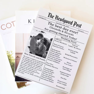 Invitation Mariage simple de journal script enregistrer la da