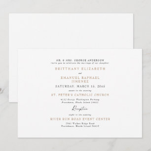 Invitation Mariage simple de parents mariés blancs et dorés