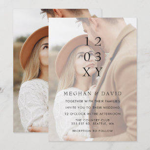 Invitation Mariage simple de superposition photo complète
