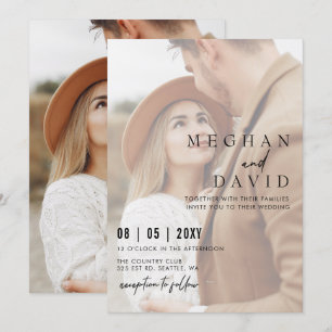 Invitation Mariage simple de superposition photo complète