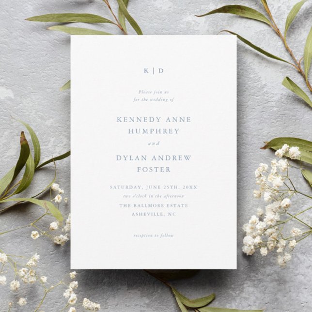 Invitation Mariage simple Dusty Blue élégant (Créateur téléchargé)